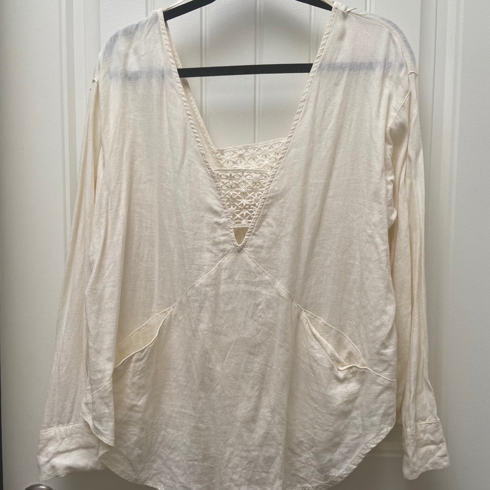 Free People Long Sleeve Crochet Boho Top